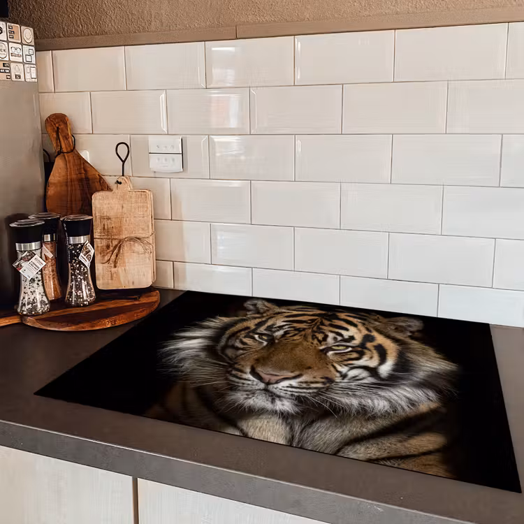 Tijger - Wilde dieren - Portret Inductie beschermer vinyl 3mm middel -sfeer3