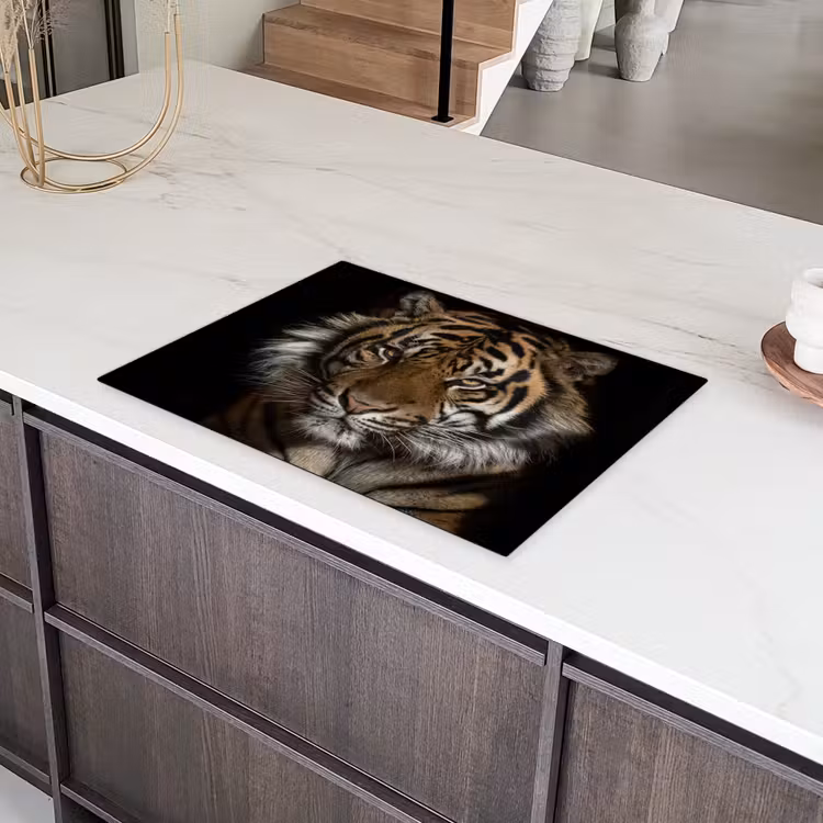 Tijger - Wilde dieren - Portret Inductie beschermer vinyl 3mm middel -sfeer8