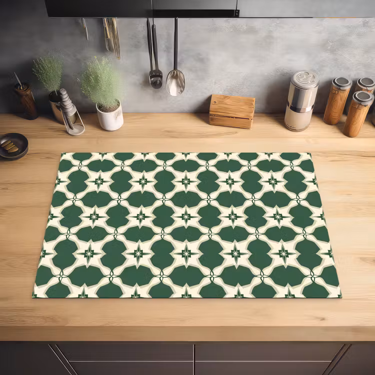 Tegel - Klassiek - Groen Inductie beschermer vinyl 3mm klein 276 -sfeer5