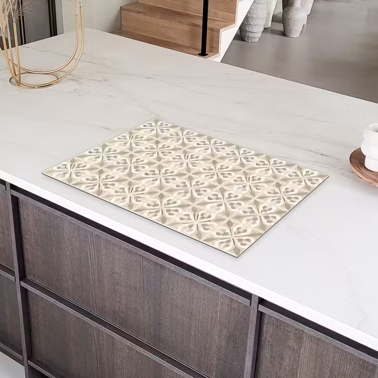 Tegel - Motief - Beige Inductie beschermer vinyl 3mm klein 276 -sfeer8