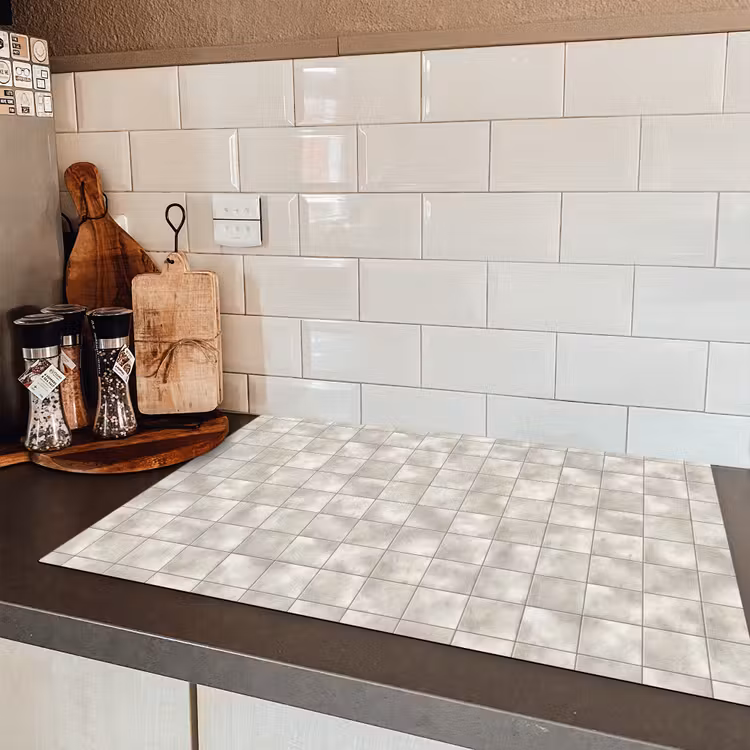 Tegels - Natuurlijk - Grijs Inductie beschermer vinyl 3mm klein 276 -sfeer3