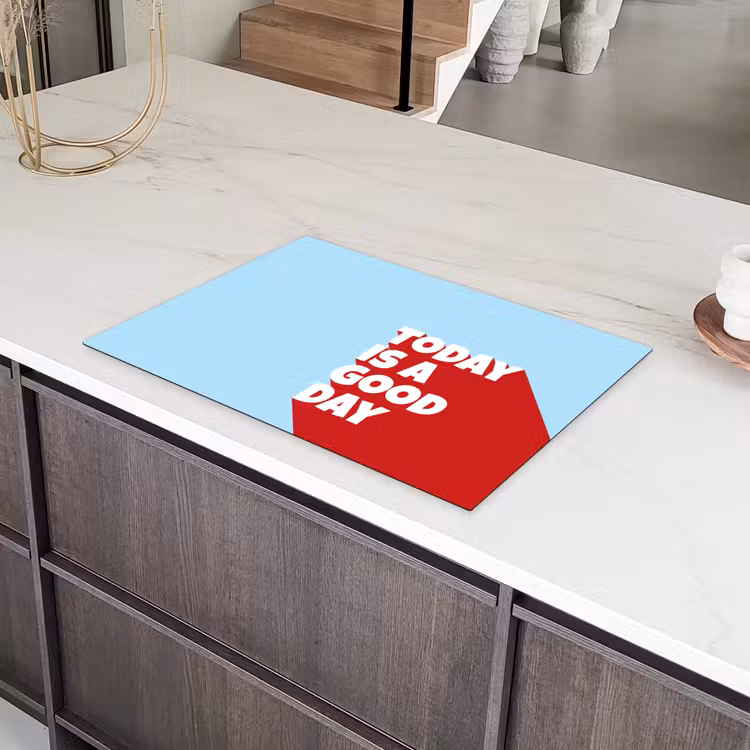 Today is a good day - Rood - lichtblauw Inductie beschermer vinyl 3mm klein -sfeer8