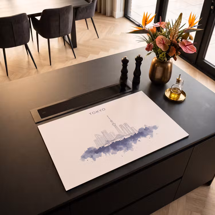 Tokyo - Skyline - Stad - Abstract - Blauw Inductie beschermer vinyl 3mm klein -sfeer5