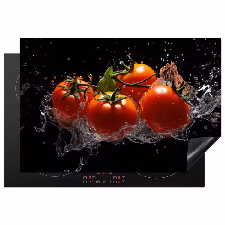 Tomaten - Zwart - Water - Rood - Groente Inductie beschermer vinyl 3mm klein -3d