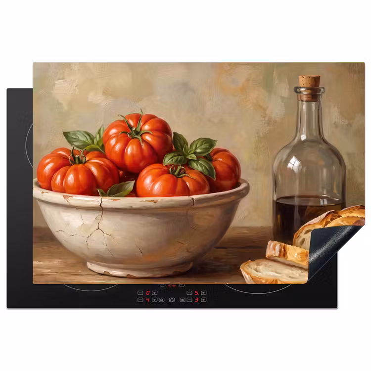 Induction Hob Cover - Tomatoes - Bowl - Food - Tomaten - Kom - Eten Inductie beschermer vinyl 3mm klein