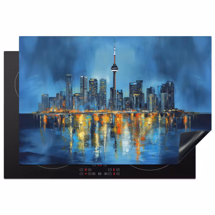 Skyline Toronto - Water - Stadslichten - Toren Inductie beschermer vinyl 3mm klein -3d