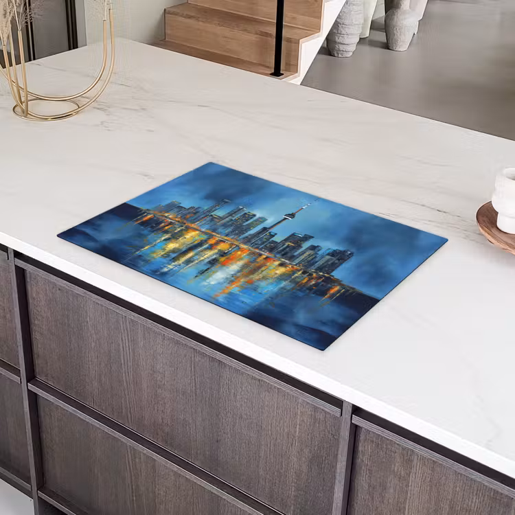 Skyline Toronto - Water - Stadslichten - Toren Inductie beschermer vinyl 3mm klein -sfeer8