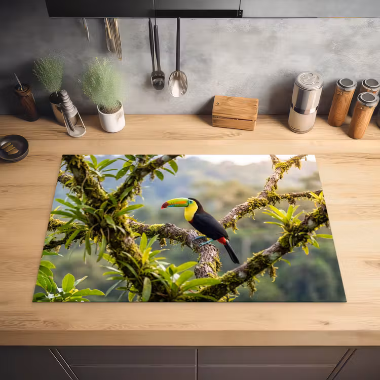 Toekan - Jungle - Natuur - Kleurrijk Inductie beschermer vinyl 3mm klein -sfeer5