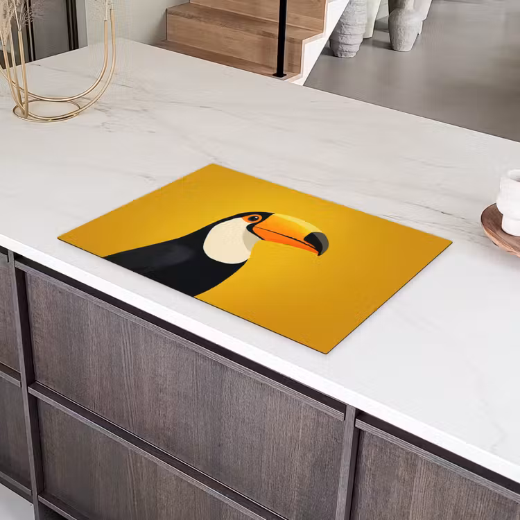 Toekan - Minimalistisch - Snavel - Oranje Inductie beschermer vinyl 3mm klein -sfeer8