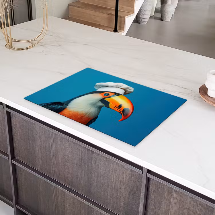 Toekan - Papegaai - Vogel - Koksmuts Inductie beschermer vinyl 3mm klein -sfeer8