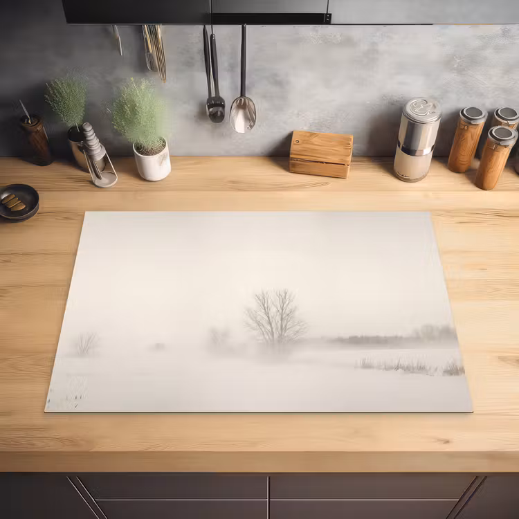 Boom - Mist - Sneeuw - Winter - Minimalistisch Inductie beschermer vinyl 3mm klein -sfeer5