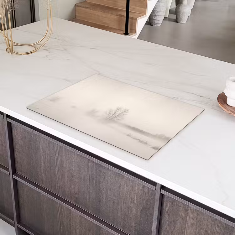 Boom - Mist - Sneeuw - Winter - Minimalistisch Inductie beschermer vinyl 3mm klein -sfeer8