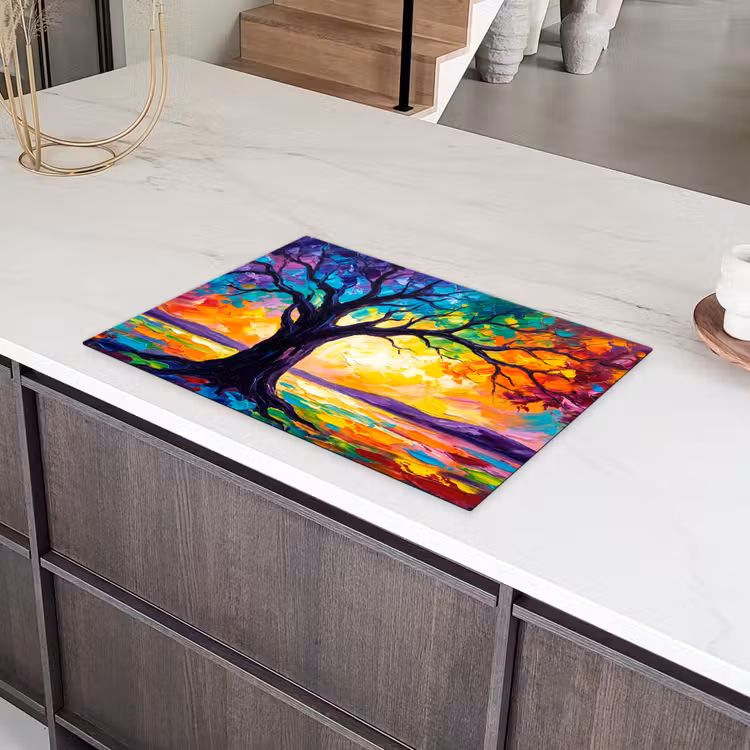 Boom - Landschap - Natuur - Abstract - Kleurrijk Inductie beschermer vinyl 3mm klein -sfeer8