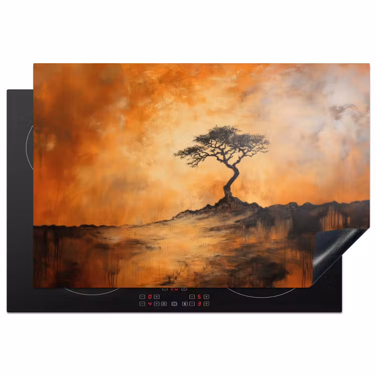 Boom - Landschap - Oranje Inductie beschermer vinyl 3mm klein -3d