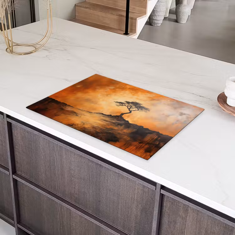 Boom - Landschap - Oranje Inductie beschermer vinyl 3mm klein -sfeer8