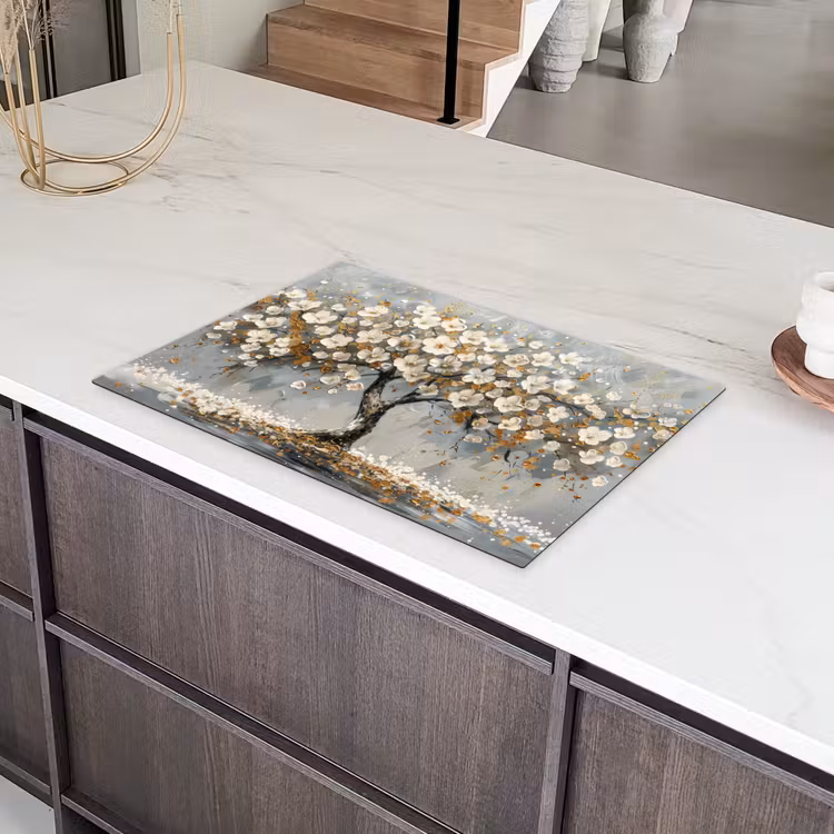 Levensboom - Goud - Wit Inductie beschermer vinyl 3mm klein -sfeer8