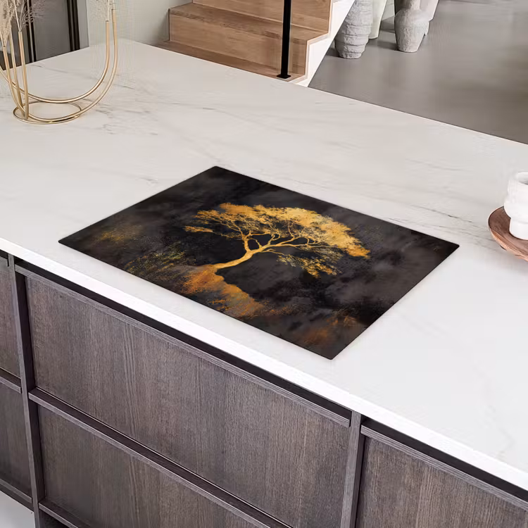 Boom - Schilderij - Goud - Abstract Inductie beschermer vinyl 3mm klein -sfeer8