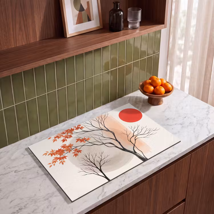 Induction Hob Cover - Tree - Red - Abstract - Boom - Rood - Abstract Inductie beschermer vinyl 3mm klein