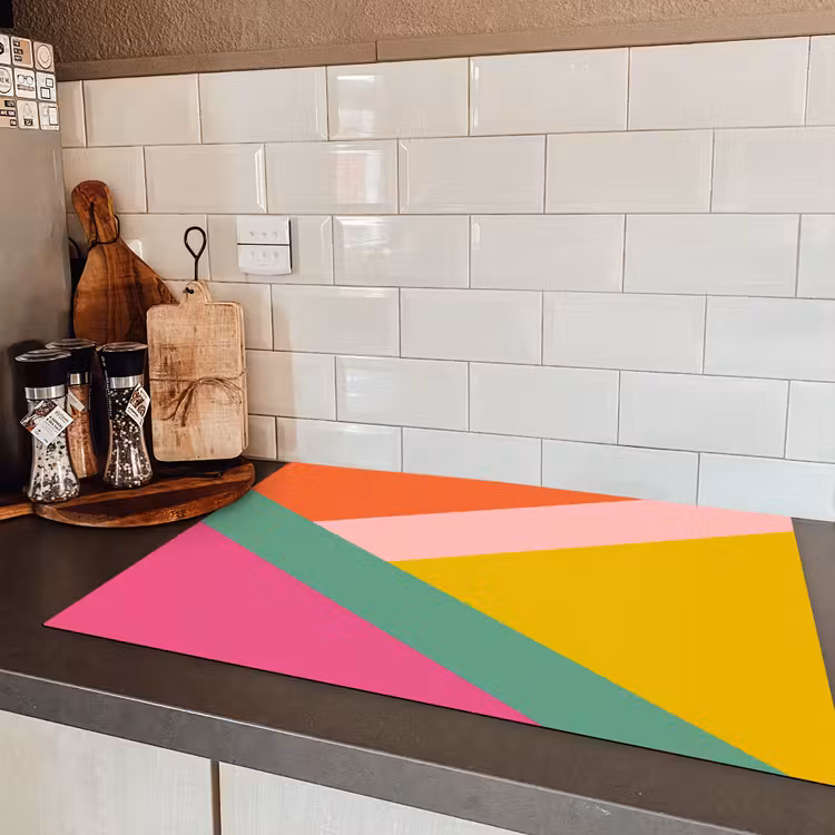 Driehoeken - Kleurrijk - Abstract Inductie beschermer vinyl 3mm klein -sfeer3