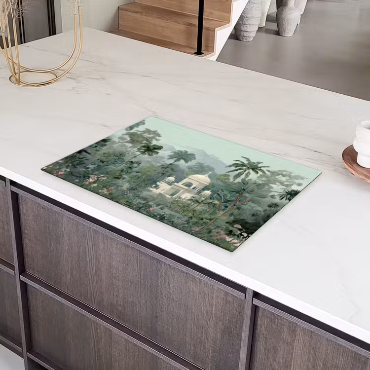 Tropische tuin - Koepelgebouw - Bloemen Inductie beschermer vinyl 3mm klein -sfeer8