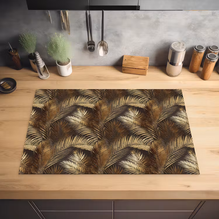 Tropisch - Bladeren - Goud Inductie beschermer vinyl 3mm klein 276 -sfeer5