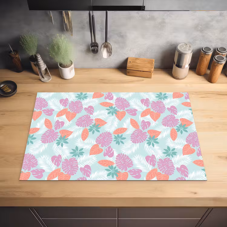 Tropisch - Bladeren - Pastel Inductie beschermer vinyl 3mm klein 276 -sfeer5