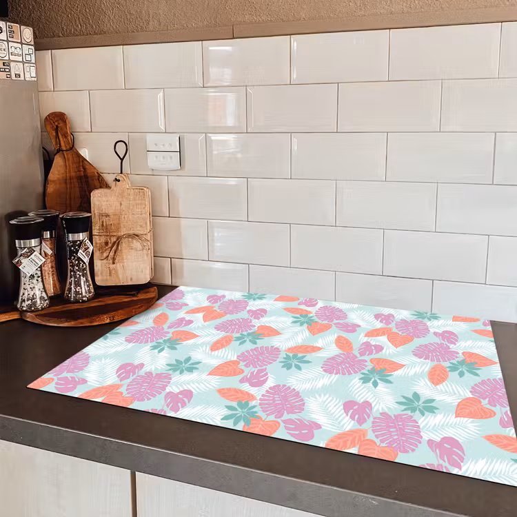 Tropisch - Bladeren - Pastel Inductie beschermer vinyl 3mm klein 276 -sfeer3