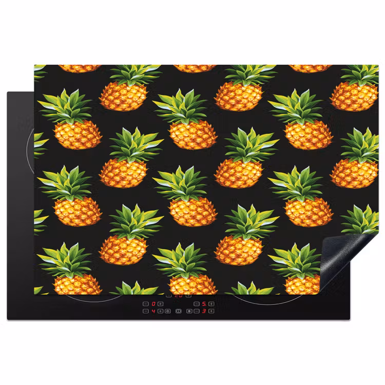 Tropische - Ananas - Zwart Inductie beschermer vinyl 3mm klein 276 -3d
