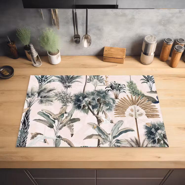 Tropisch - Bomen - Bladeren - Jungle Inductie beschermer vinyl 3mm klein -sfeer5