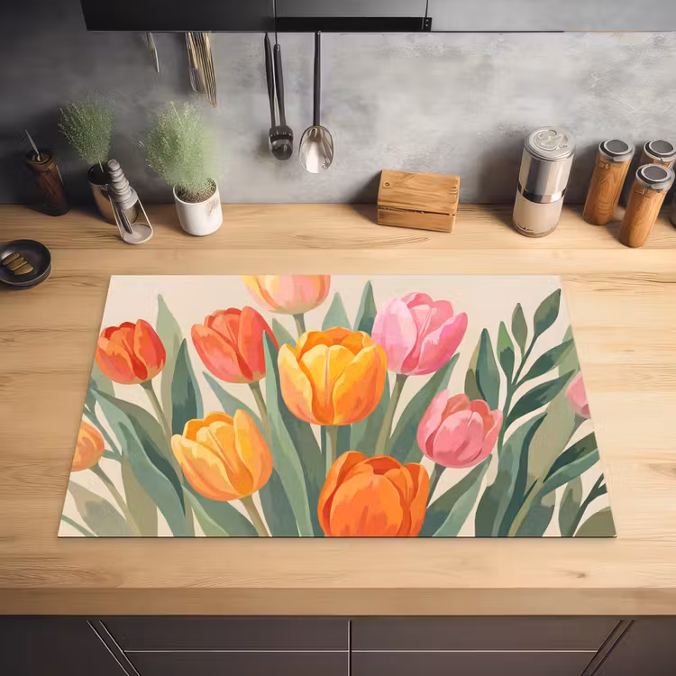 Tulpen - Abstract - Kleurrijk Inductie beschermer vinyl 3mm klein -sfeer5