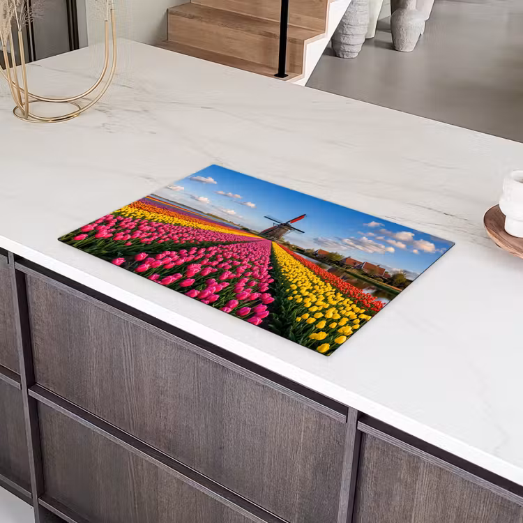 Tulpen - Holland - Molen - Kleurrijk Inductie beschermer vinyl 3mm klein -sfeer8