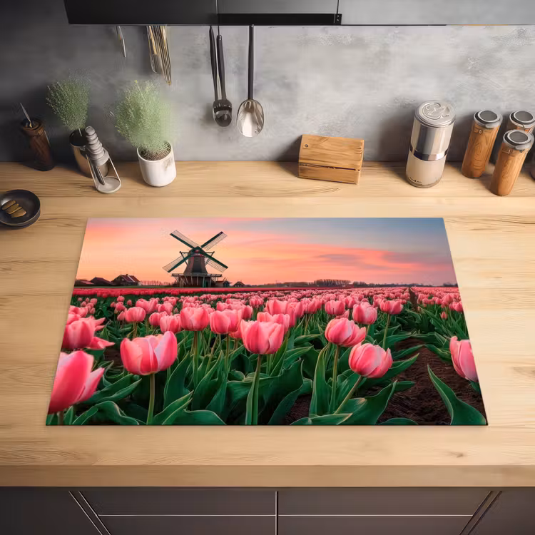 Tulpen - Molen - Nederland Inductie beschermer vinyl 3mm klein -sfeer5