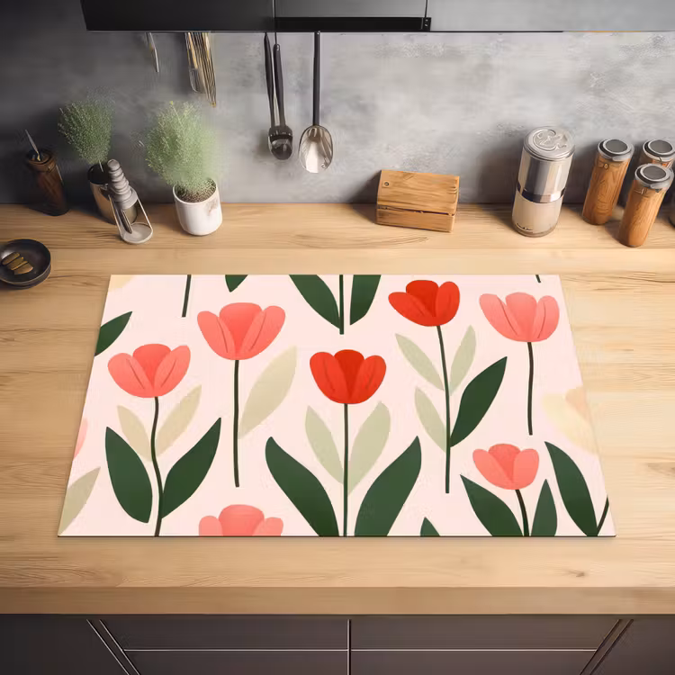 Tulpen - Modern - Roze Inductie beschermer vinyl 3mm klein -sfeer5