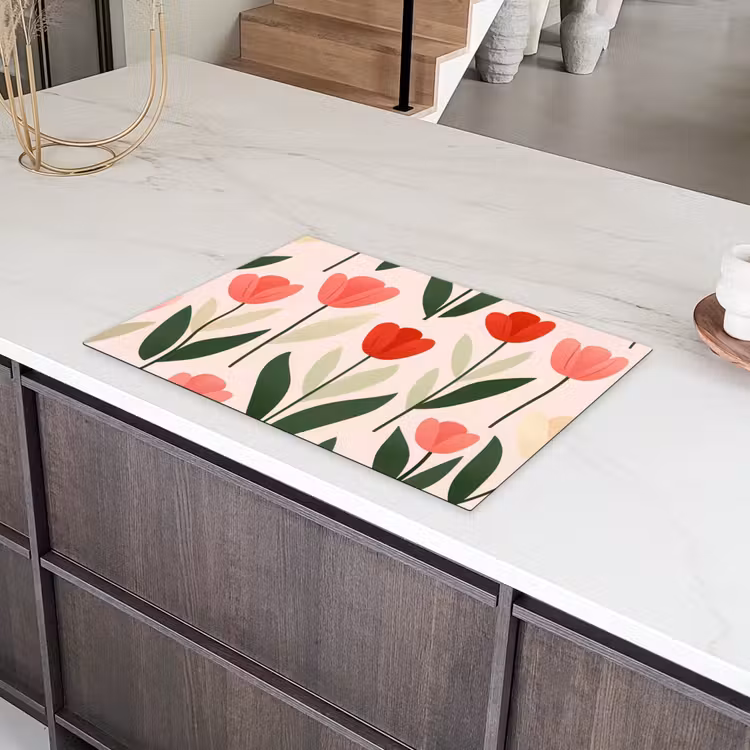 Tulpen - Modern - Roze Inductie beschermer vinyl 3mm klein -sfeer8