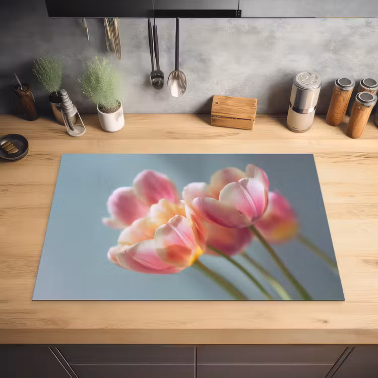 Tulpen - Roze - Stelen Inductie beschermer vinyl 3mm klein -sfeer5