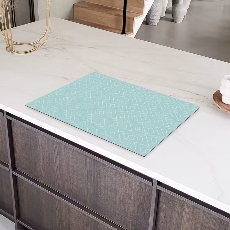 Turquoise - Patroon - Lijnen Inductie beschermer vinyl 3mm klein 276 -sfeer8