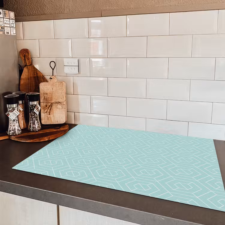 Turquoise - Patroon - Lijnen Inductie beschermer vinyl 3mm klein 276 -sfeer3