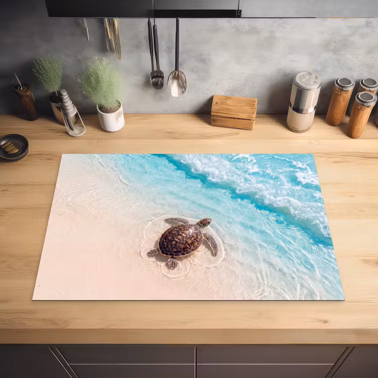 Schildpad - Helder water - Strand - Dieren - Natuur Inductie beschermer vinyl 3mm klein -sfeer5