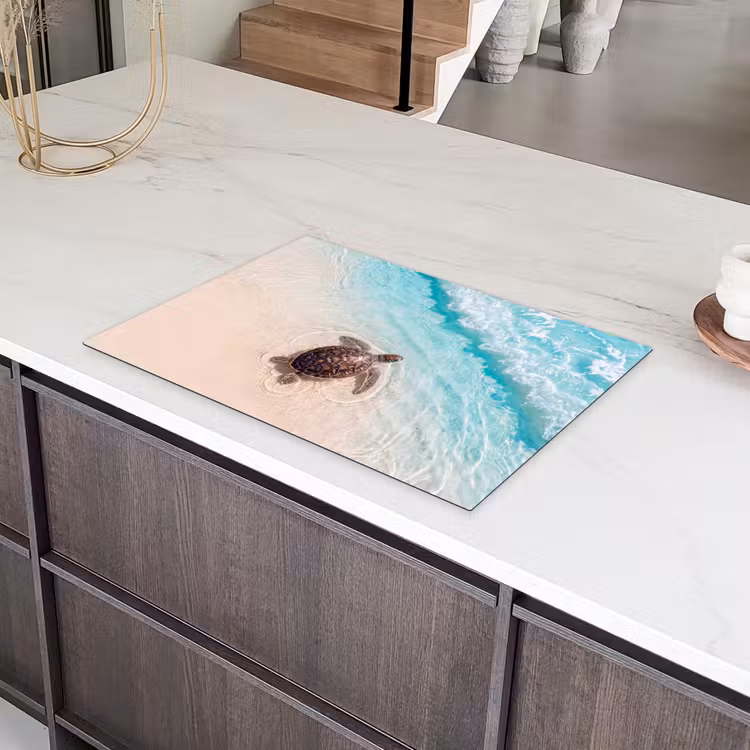 Schildpad - Helder water - Strand - Dieren - Natuur Inductie beschermer vinyl 3mm klein -sfeer8