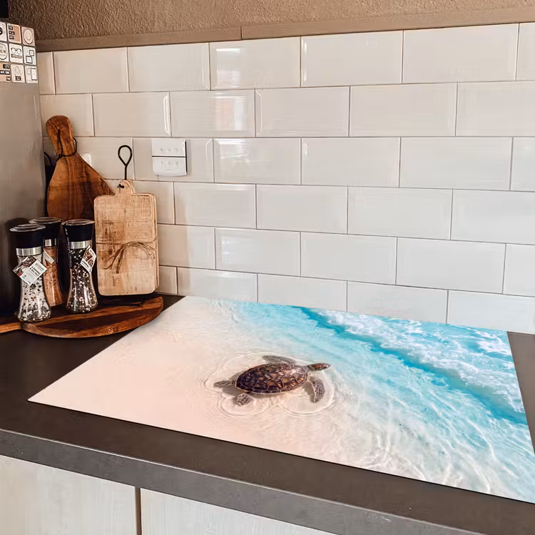 Schildpad - Helder water - Strand - Dieren - Natuur Inductie beschermer vinyl 3mm klein -sfeer3