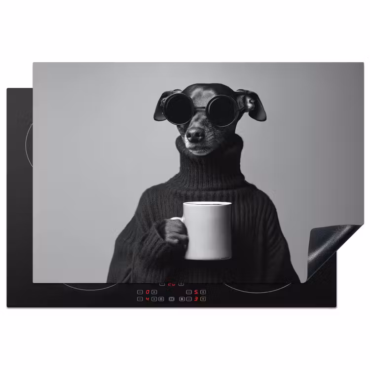 Coltrui - Hond - Bril - Mok Inductie beschermer vinyl 3mm klein -3d