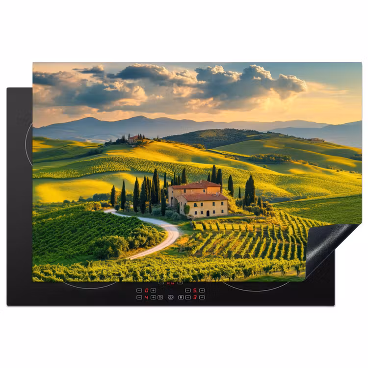 Toscane - Landschap - Wijngaarden Inductie beschermer vinyl 3mm klein -3d