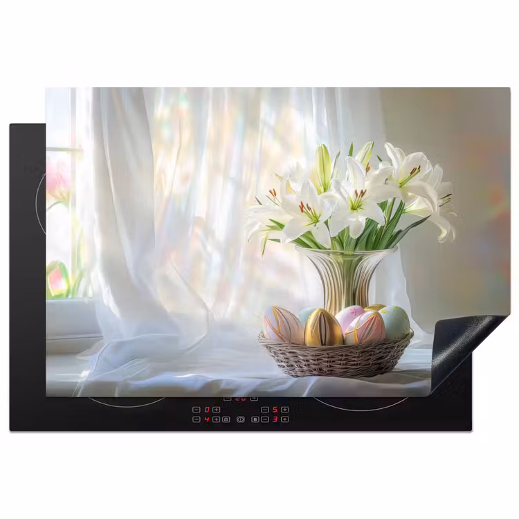 Vaas - Eieren - Bloemen Inductie beschermer vinyl 3mm klein -3d