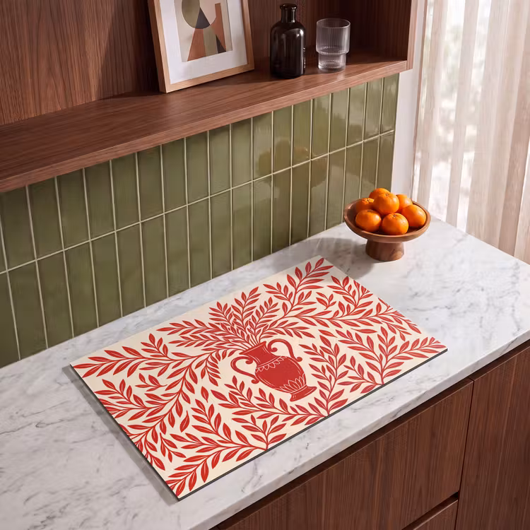 Vaas - Planten - Decoratie - Abstract - Rood Inductie beschermer vinyl 3mm klein -sfeer8