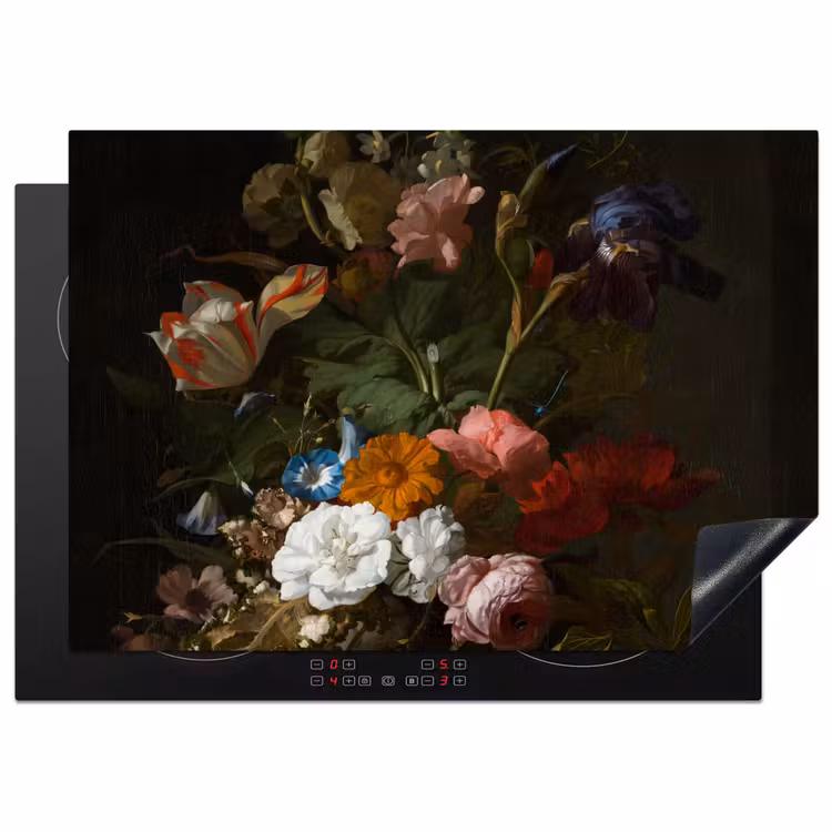 Vaas met bloemen - Schilderij van Rachel Ruysch Inductie beschermer vinyl 3mm middel -3d