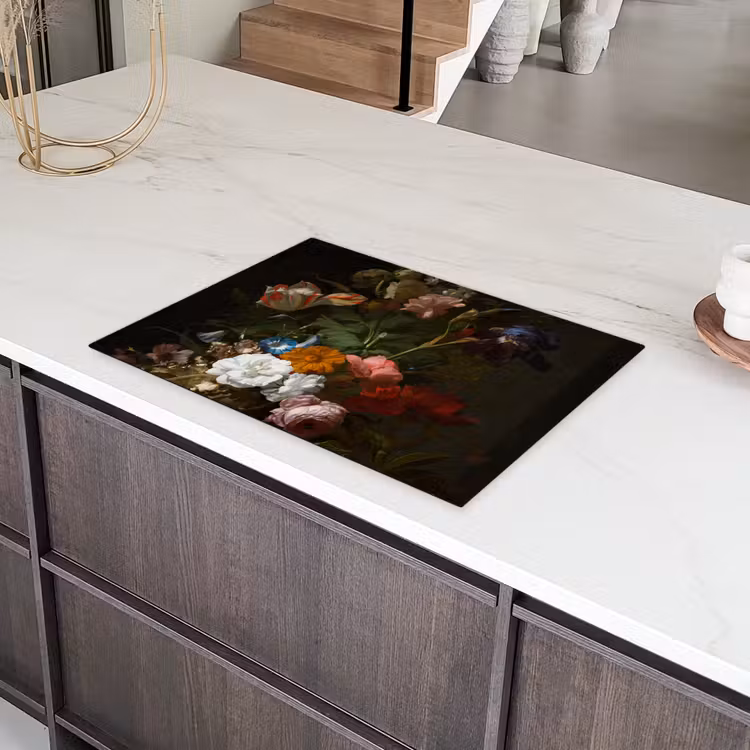 Vaas met bloemen - Schilderij van Rachel Ruysch Inductie beschermer vinyl 3mm middel -sfeer8