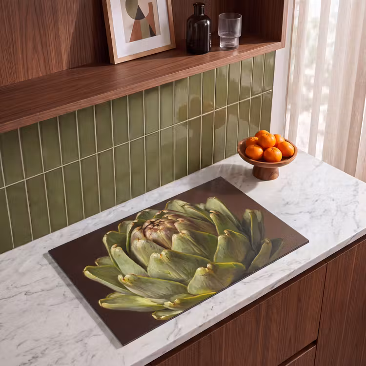 Induction Hob Cover - Vegetable - Artichoke - Green - Groente - Artisjok - Groen Inductie beschermer vinyl 3mm klein