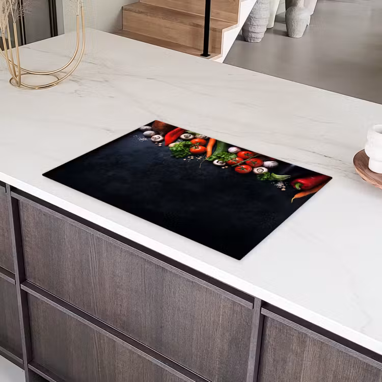 Groente - Kruiden - Specerijen - Zwart - Rustiek - Keuken Inductie beschermer vinyl 3mm klein -sfeer8