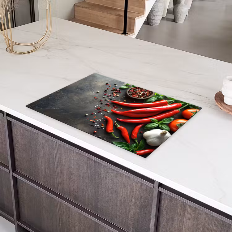 Groente - Peper - Rood - Grijs - Beton Inductie beschermer vinyl 3mm klein -sfeer8
