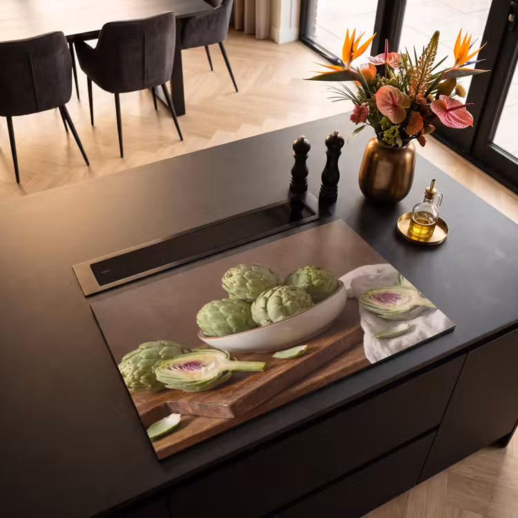 Induction Hob Cover - Vegetables - Artichoke - Kitchen - Groenten - Artisjok - Keuken Inductie beschermer vinyl 3mm klein